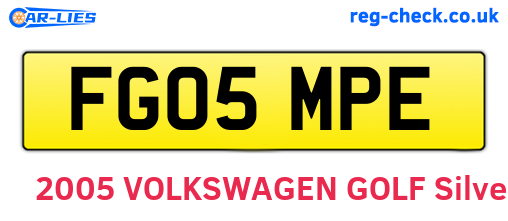 FG05MPE are the vehicle registration plates.