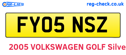FY05NSZ are the vehicle registration plates.