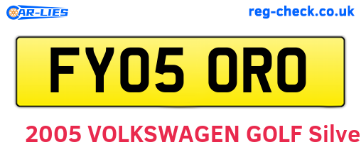 FY05ORO are the vehicle registration plates.