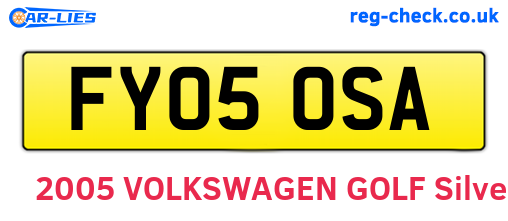 FY05OSA are the vehicle registration plates.