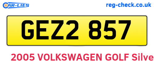 GEZ2857 are the vehicle registration plates.