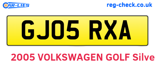 GJ05RXA are the vehicle registration plates.