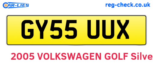 GY55UUX are the vehicle registration plates.