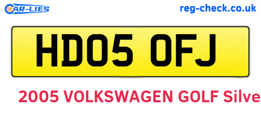 HD05OFJ are the vehicle registration plates.