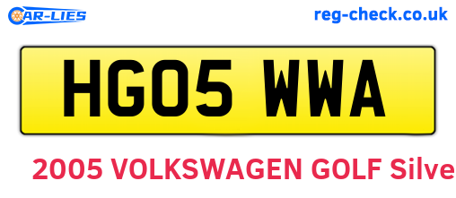 HG05WWA are the vehicle registration plates.