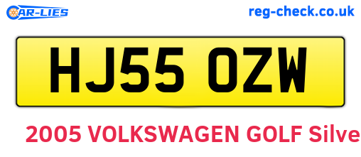 HJ55OZW are the vehicle registration plates.
