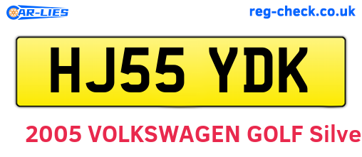 HJ55YDK are the vehicle registration plates.