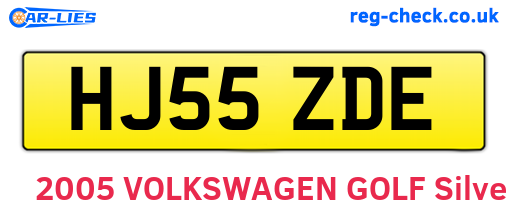 HJ55ZDE are the vehicle registration plates.