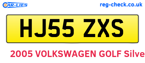 HJ55ZXS are the vehicle registration plates.