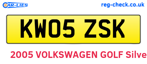 KW05ZSK are the vehicle registration plates.