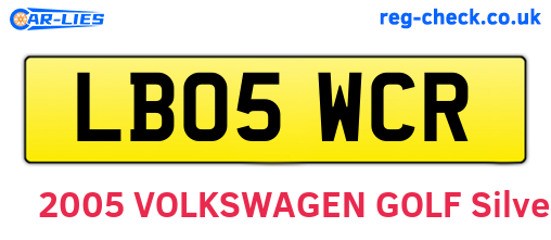 LB05WCR are the vehicle registration plates.