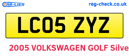 LC05ZYZ are the vehicle registration plates.