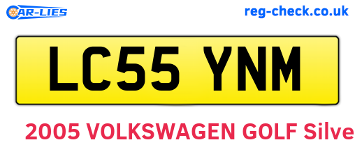LC55YNM are the vehicle registration plates.