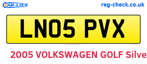 LN05PVX are the vehicle registration plates.
