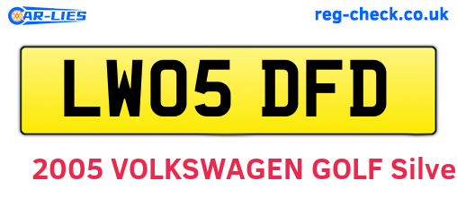 LW05DFD are the vehicle registration plates.