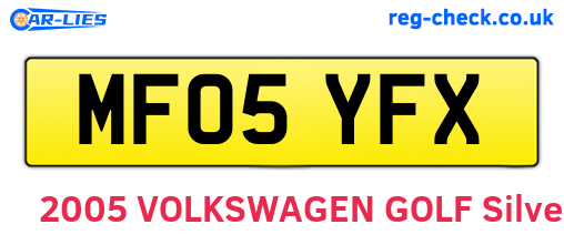 MF05YFX are the vehicle registration plates.