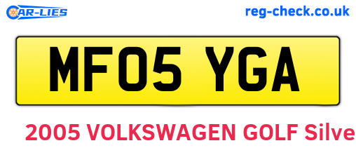 MF05YGA are the vehicle registration plates.