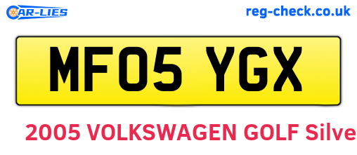 MF05YGX are the vehicle registration plates.