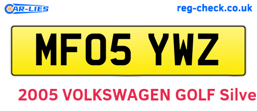 MF05YWZ are the vehicle registration plates.