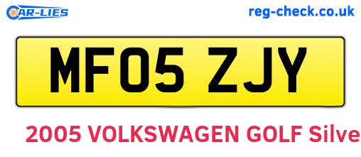 MF05ZJY are the vehicle registration plates.