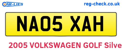 NA05XAH are the vehicle registration plates.
