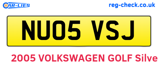 NU05VSJ are the vehicle registration plates.