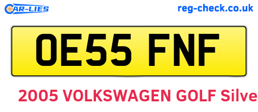 OE55FNF are the vehicle registration plates.