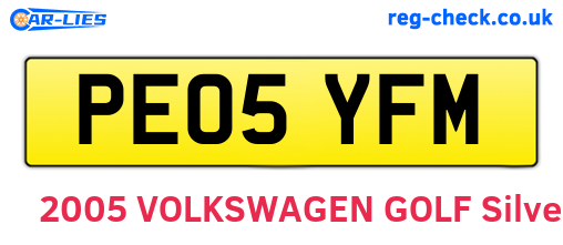 PE05YFM are the vehicle registration plates.