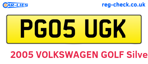 PG05UGK are the vehicle registration plates.