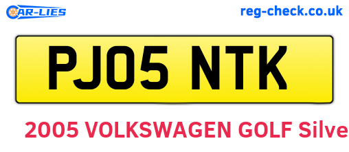PJ05NTK are the vehicle registration plates.