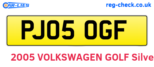 PJ05OGF are the vehicle registration plates.