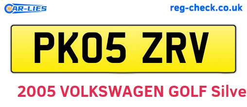 PK05ZRV are the vehicle registration plates.