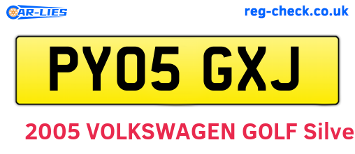 PY05GXJ are the vehicle registration plates.