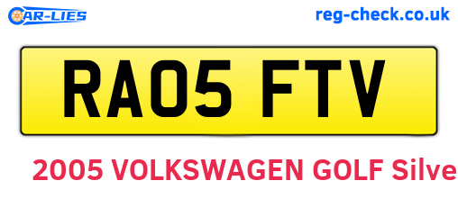 RA05FTV are the vehicle registration plates.