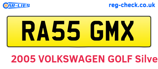 RA55GMX are the vehicle registration plates.