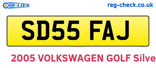 SD55FAJ are the vehicle registration plates.