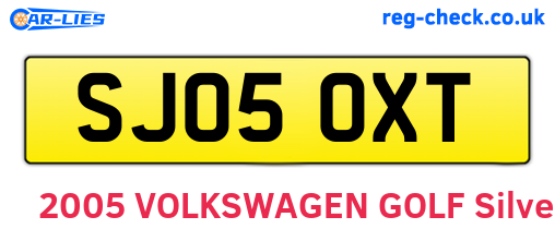 SJ05OXT are the vehicle registration plates.