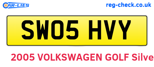 SW05HVY are the vehicle registration plates.
