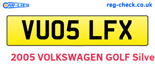 VU05LFX are the vehicle registration plates.