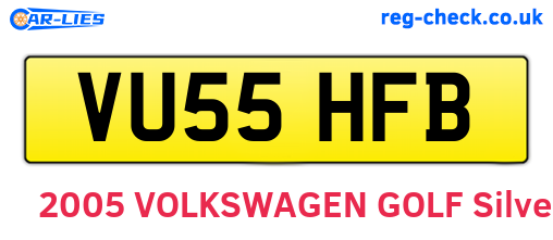 VU55HFB are the vehicle registration plates.