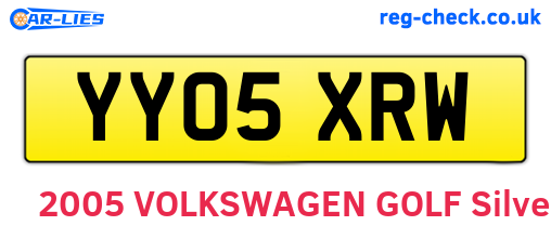 YY05XRW are the vehicle registration plates.