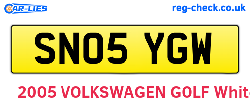 SN05YGW are the vehicle registration plates.