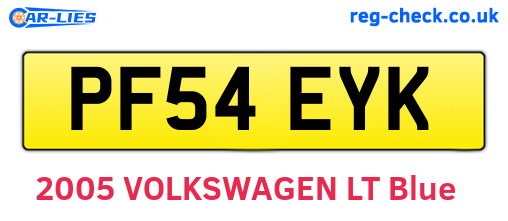 PF54EYK are the vehicle registration plates.