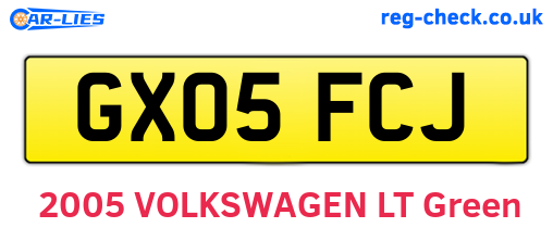 GX05FCJ are the vehicle registration plates.