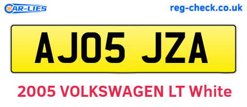 AJ05JZA are the vehicle registration plates.