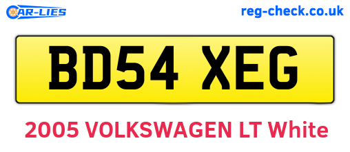 BD54XEG are the vehicle registration plates.