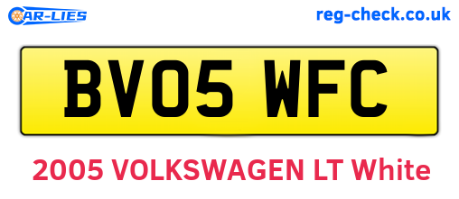 BV05WFC are the vehicle registration plates.
