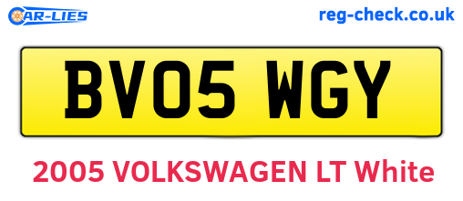 BV05WGY are the vehicle registration plates.