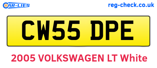 CW55DPE are the vehicle registration plates.