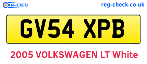 GV54XPB are the vehicle registration plates.